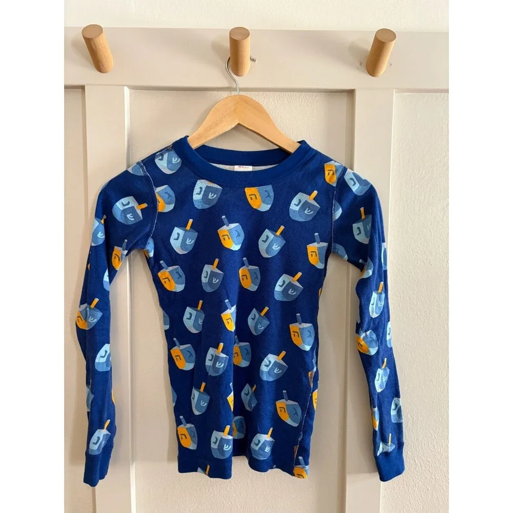 Hanna Andersson 2Pc Pajamas Long Sleeve Hanukkah Dreidel PJ Set Sz 140 Cm US 10